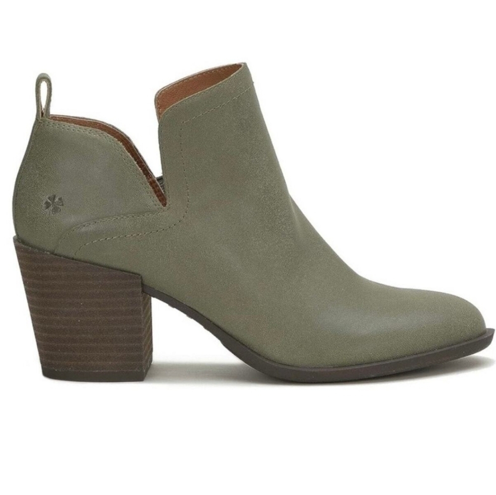 Lucky Brand Women Branndi Leather Heels Boots Shoes Sz 7.5M